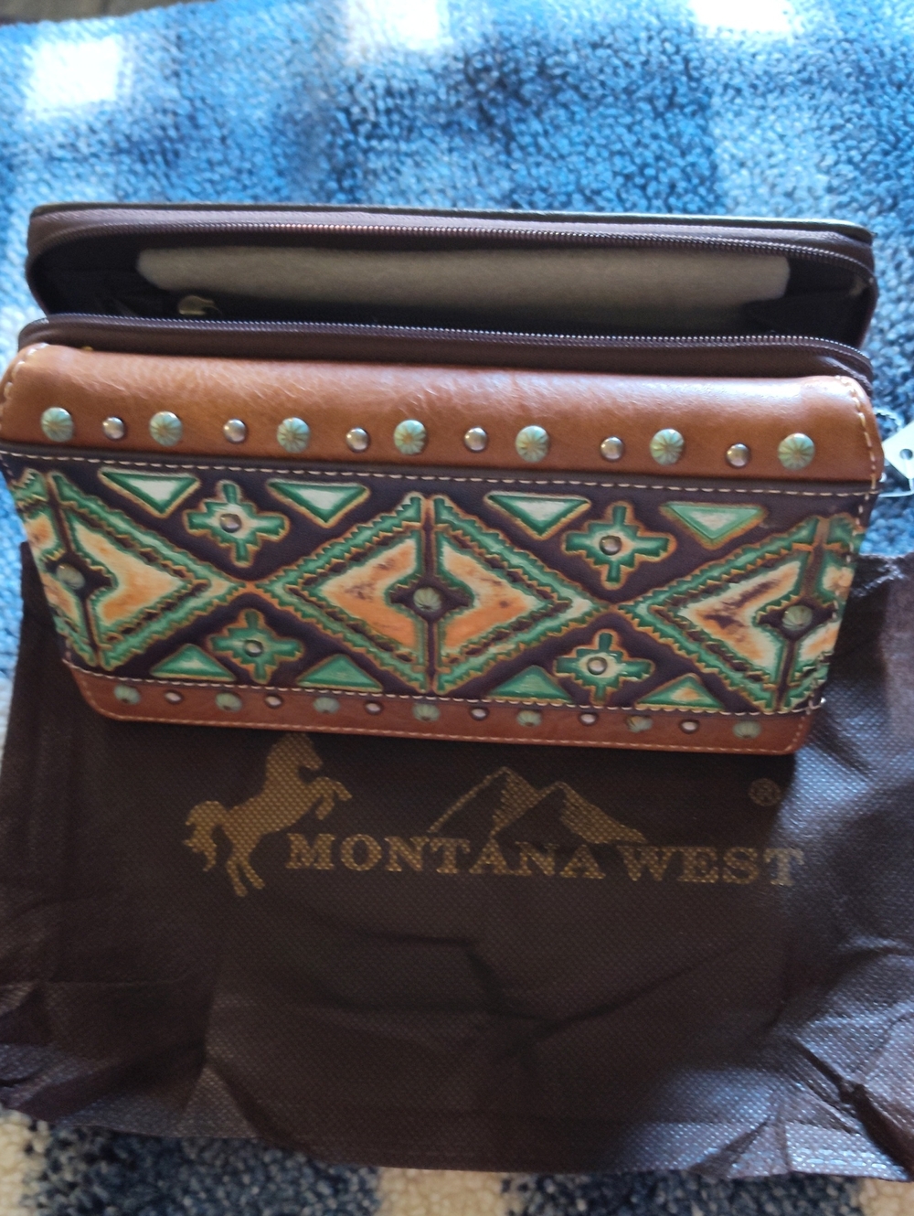 Newest Tags Montana West Large Zip Wallet Two Separate Compartments Dust Bag